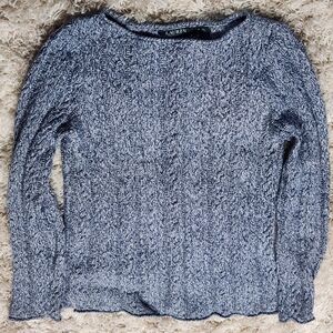 Womens Lauren Ralph Lauren Cable Knit Sweater Blue White M